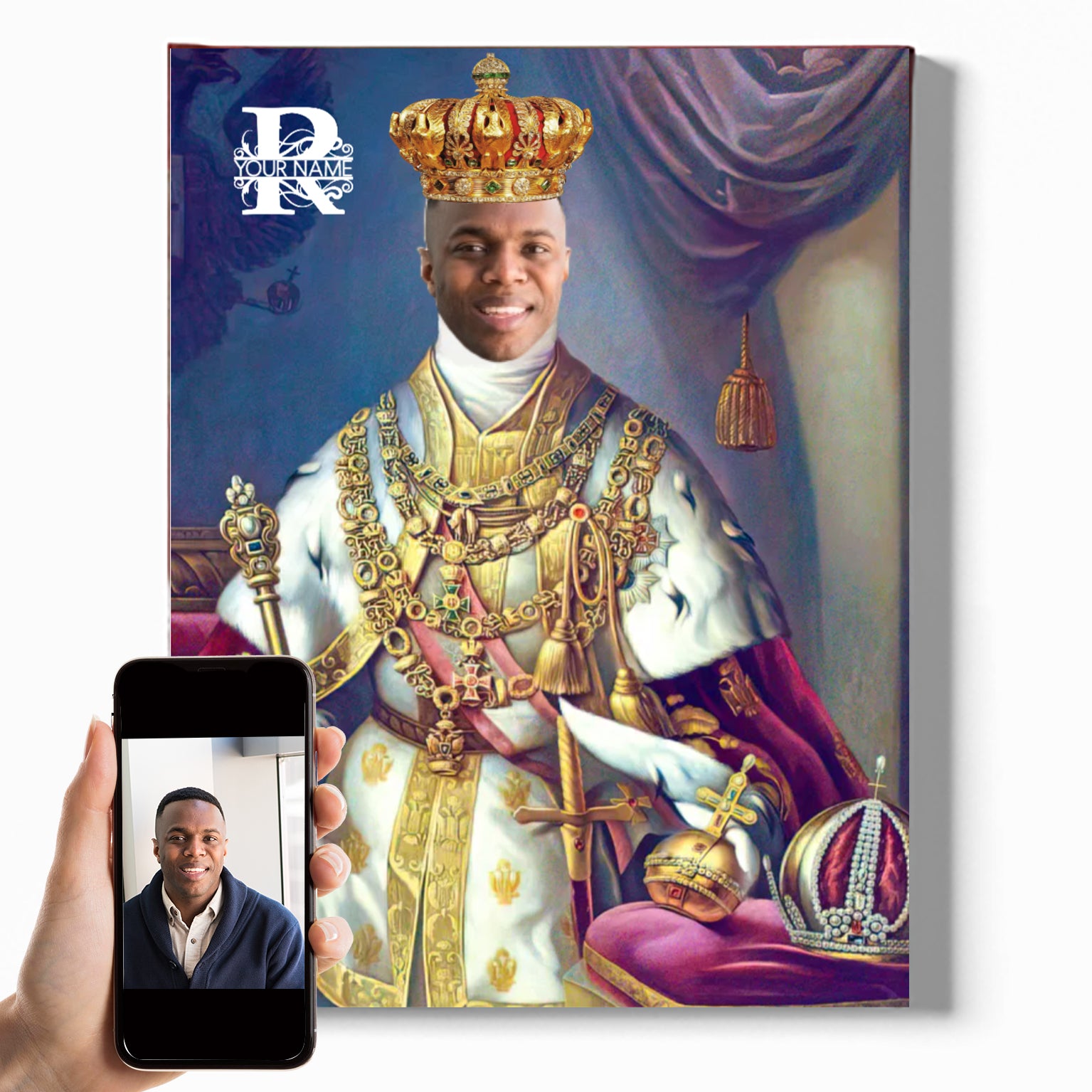 The King Ⅳ | Custom Royal Portrait | Personalized Wrapped Canvas