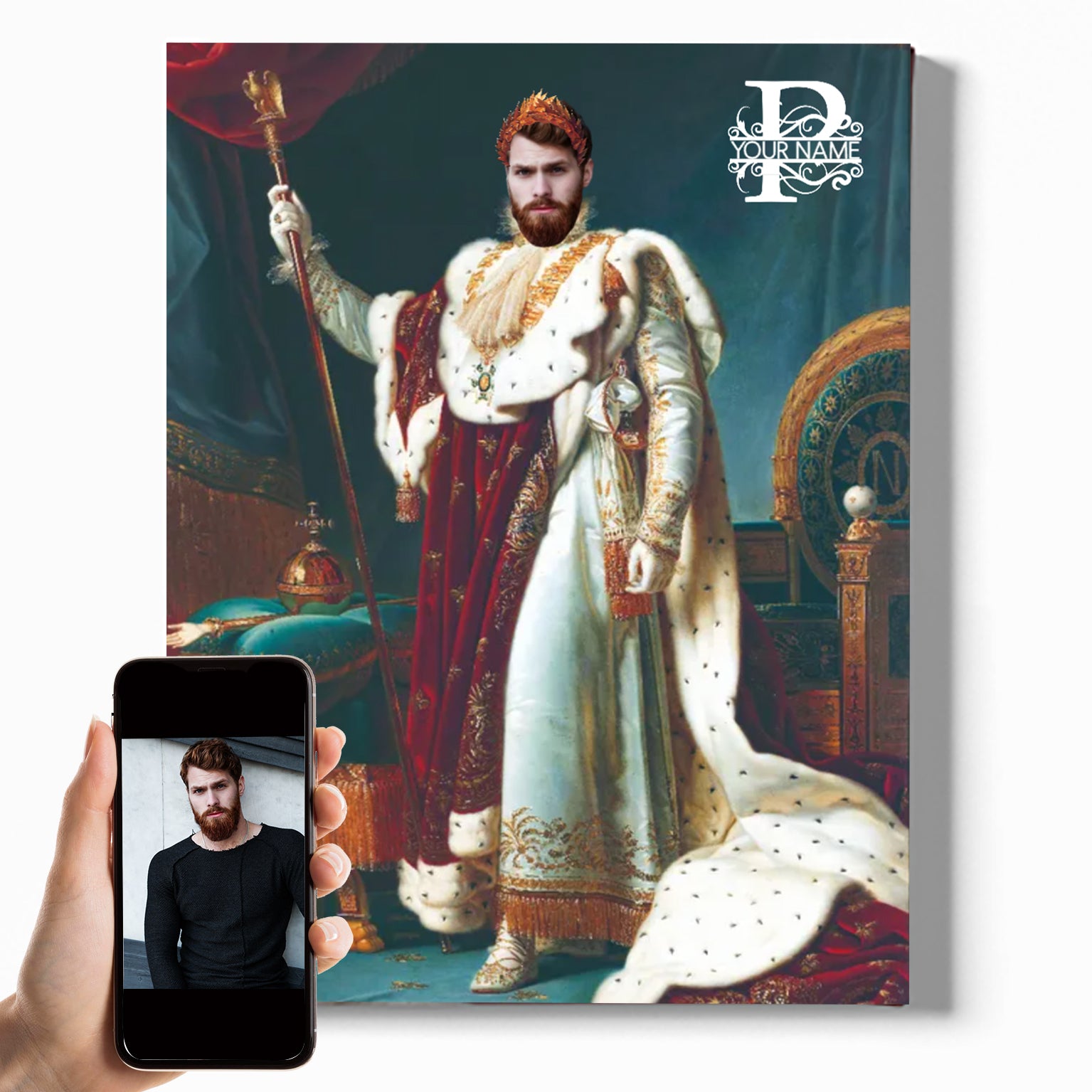 The King Ⅴ | Custom Royal Portrait | Personalized Wrapped Canvas