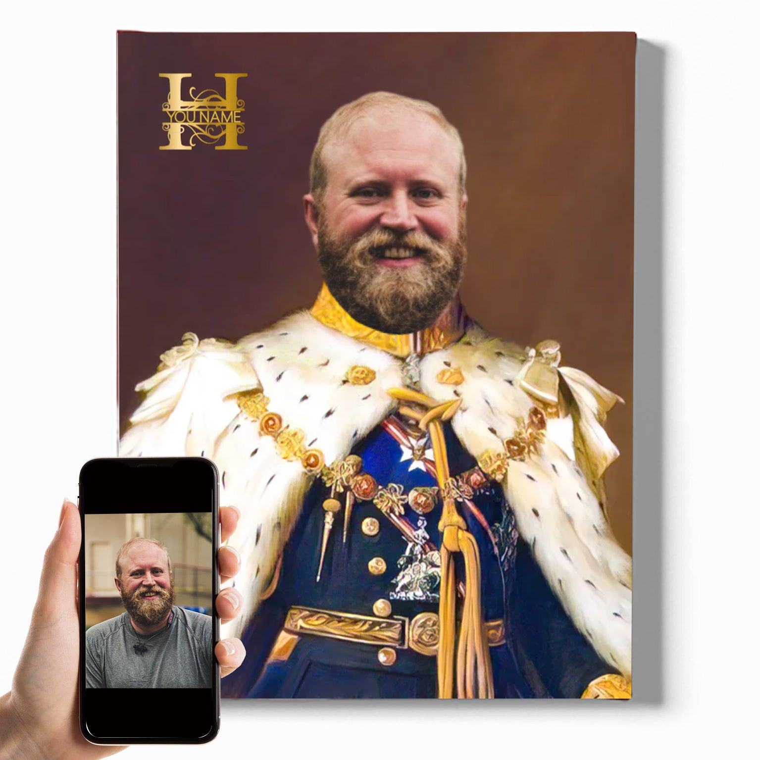 The King Ⅵ | Custom Royal Portrait | Personalized Wrapped Canvas