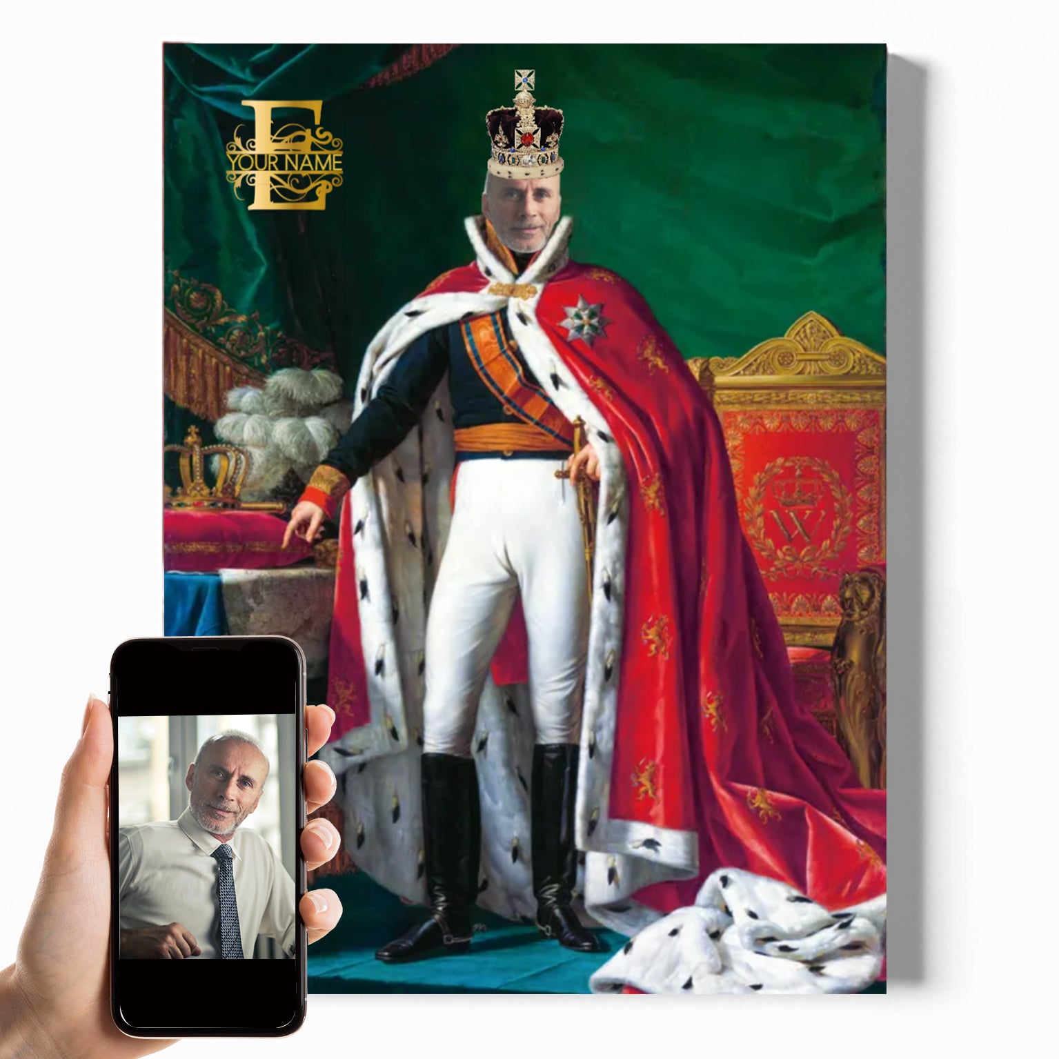 The King Ⅷ | Custom Royal Portrait | Personalized Wrapped Canvas
