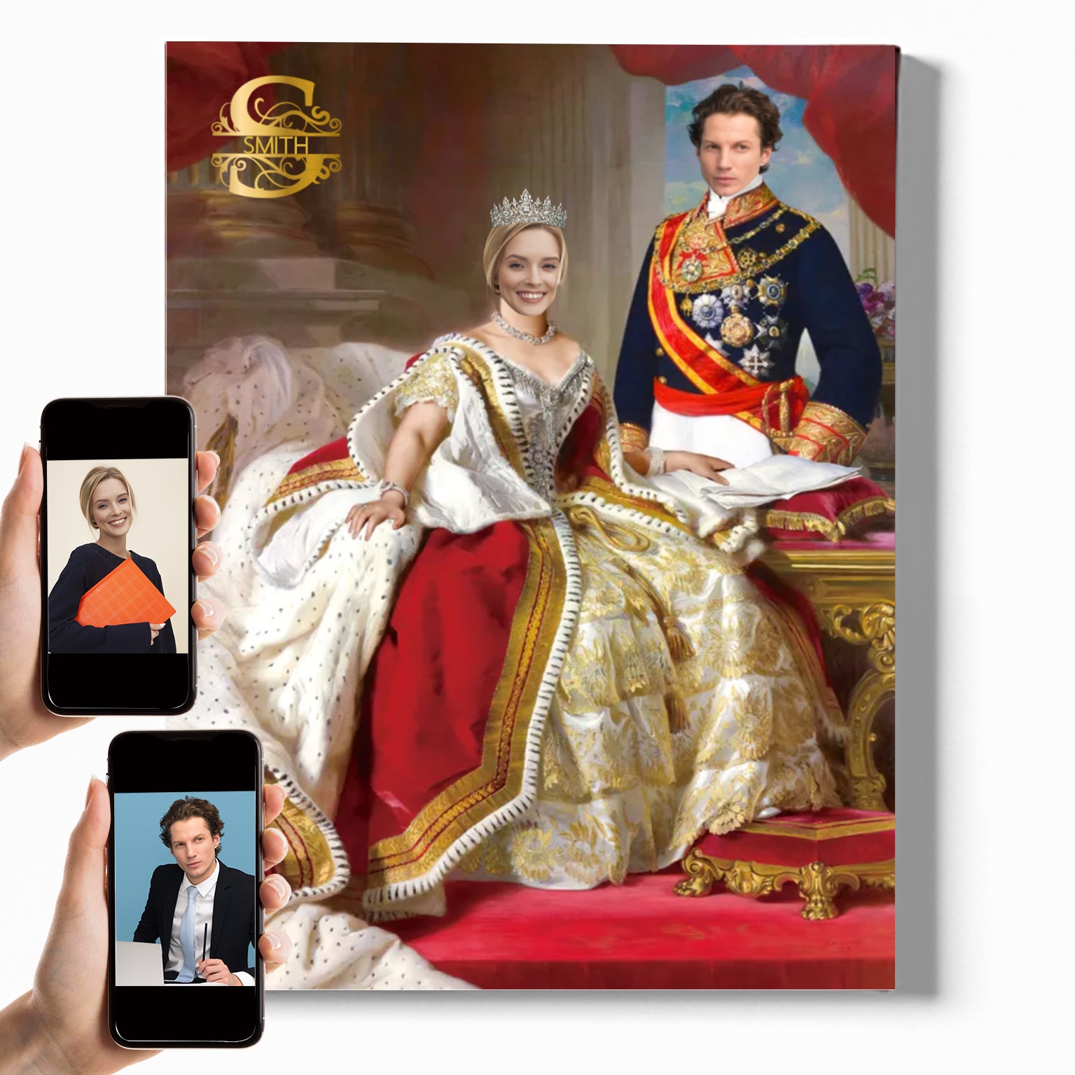 KING & QUEEN I | Custom Royal Portrait | Personalized Wrapped Canvas