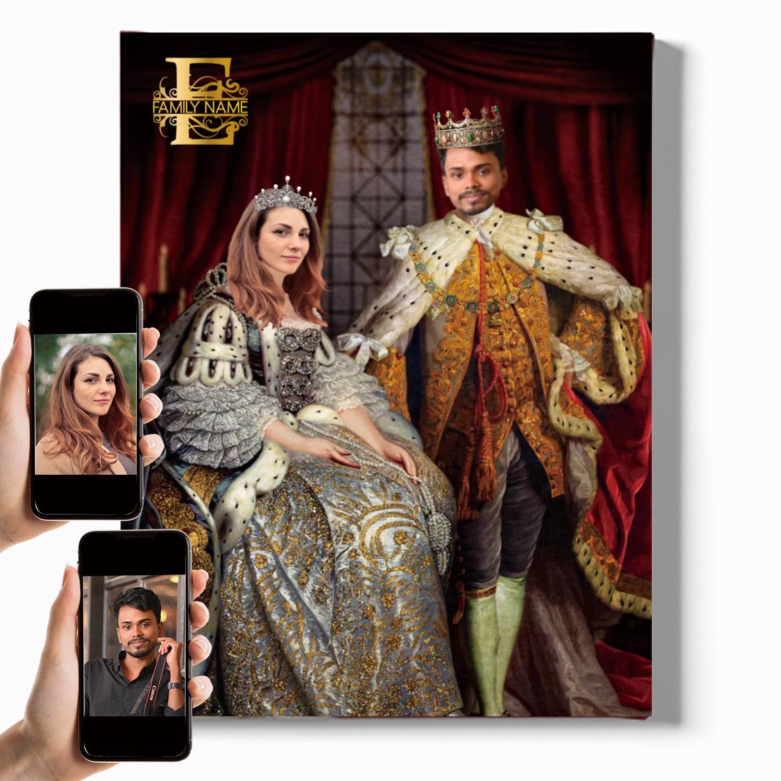 KING & QUEEN Ⅱ | Custom Royal Portrait | Personalized Wrapped Canvas