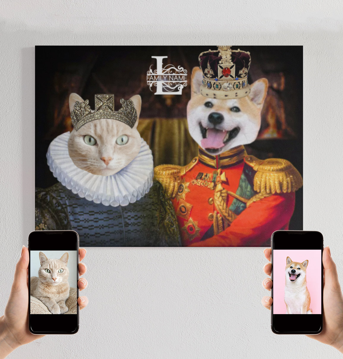 The Noble Couple | Custom Royal Portrait | Personalized Wrapped Canvas