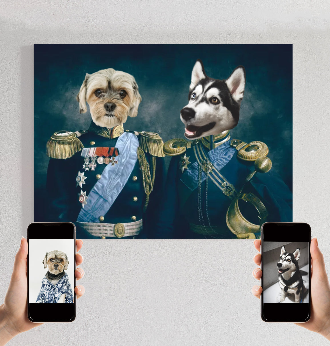 Two Vintage Magnificent Knights I | Custom Royal Portrait | Personalized Wrapped Canvas