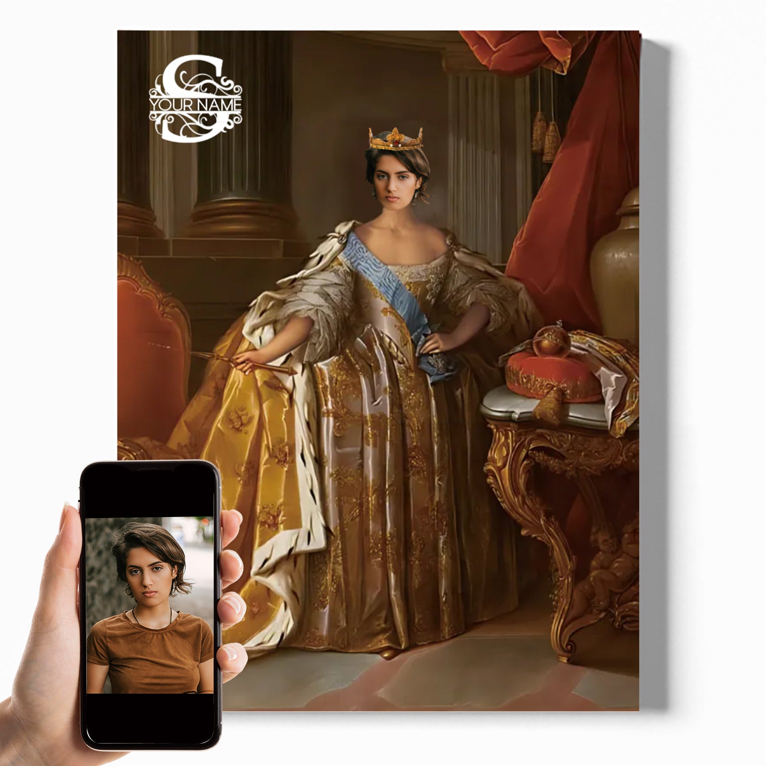 Medieval Queen / Princess ⅥI | Custom Royal Portrait | Personalized Wrapped Canvas