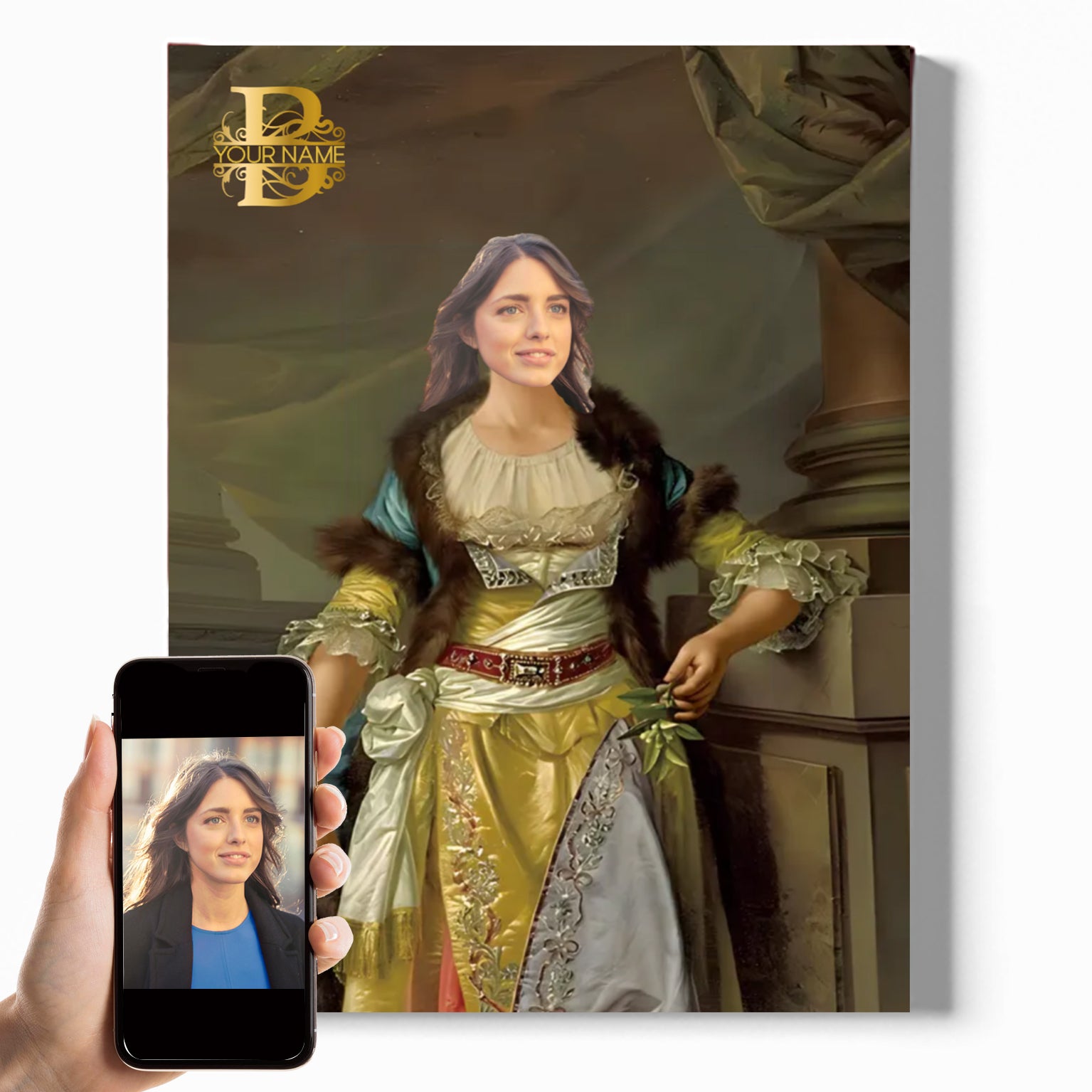 Vintage Victorian Lady ⅤI | Custom Royal Portrait | Personalized Wrapped Canvas