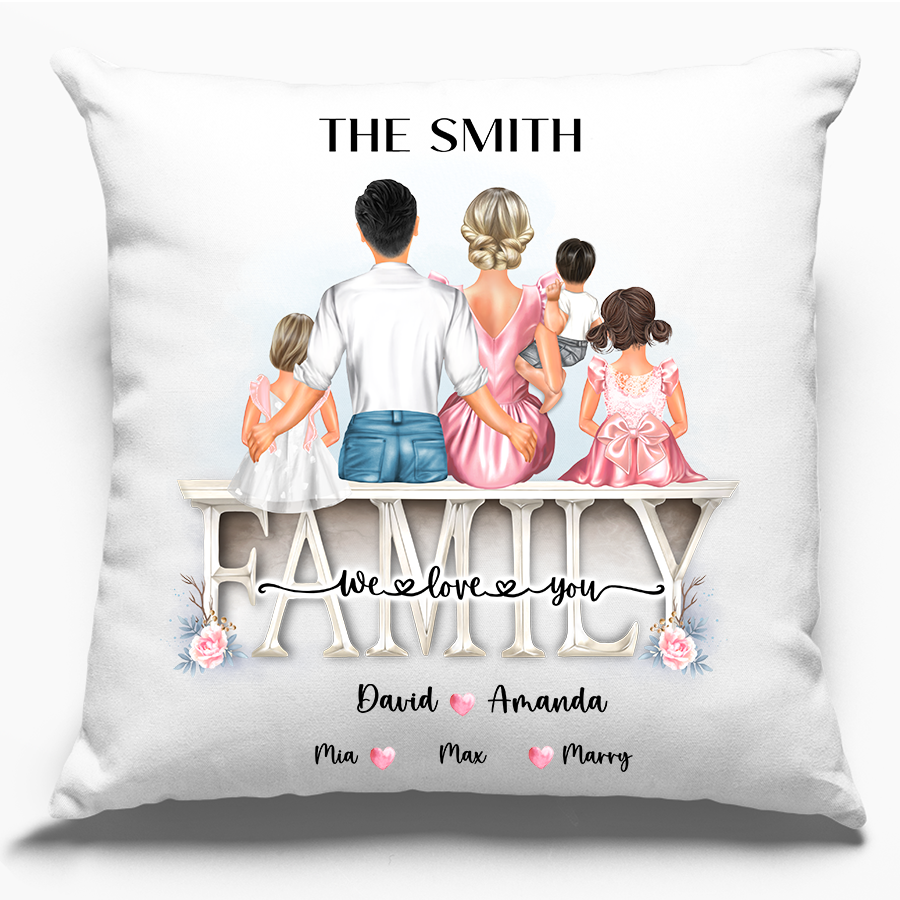 Family with Kids - We Love You - Personalized Pillow (Insert Included)