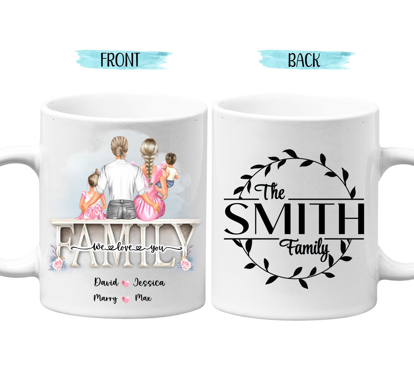 Family with Kids - We Love You- Personalized Mug