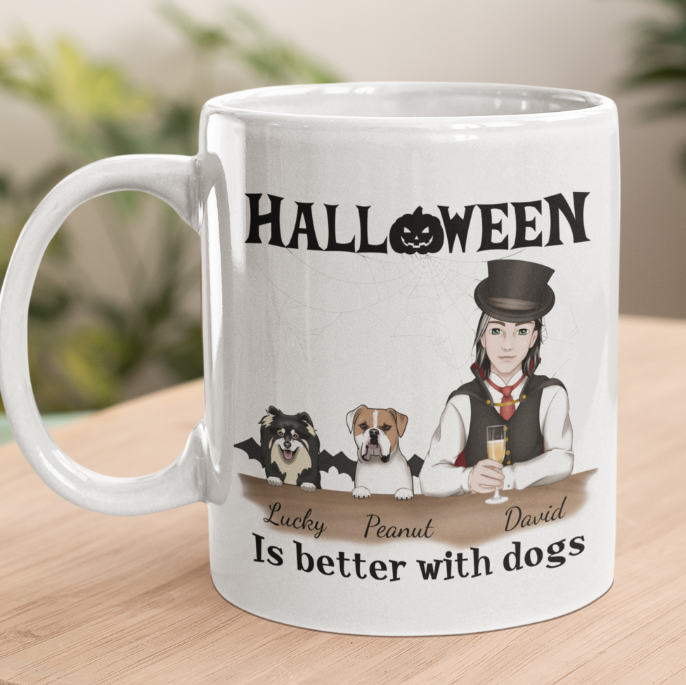 Halloween is better with Dogs - (Man) Dog Lover - Personalized Mug