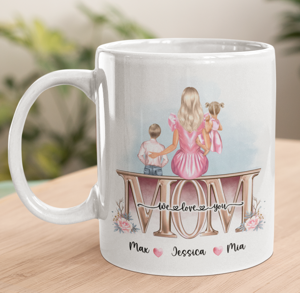 Mom with Kids - We (I) love You - Personalized Mug