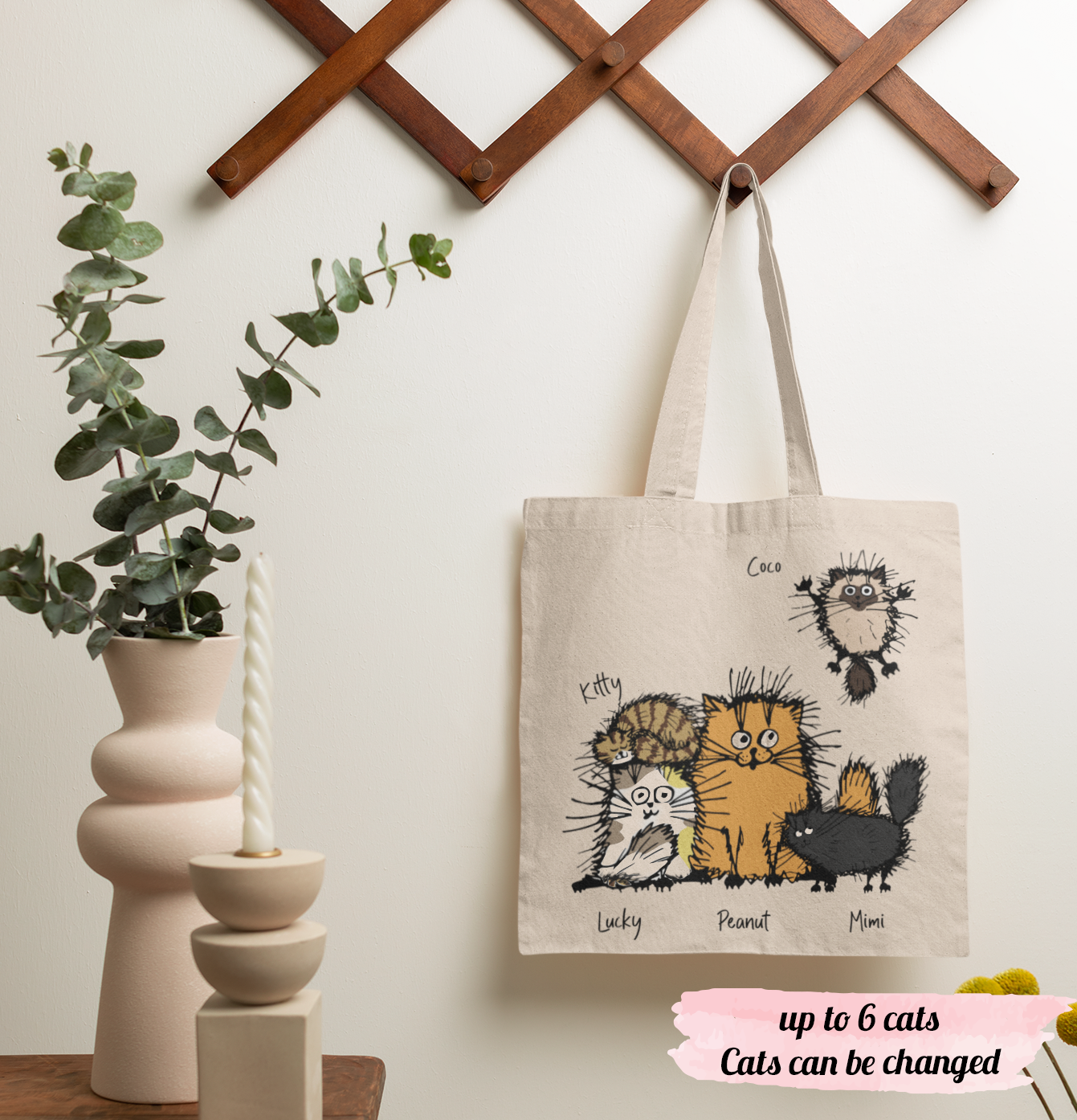 Funny Cat - Cat Lover - Personalized Canvas Tote Bag