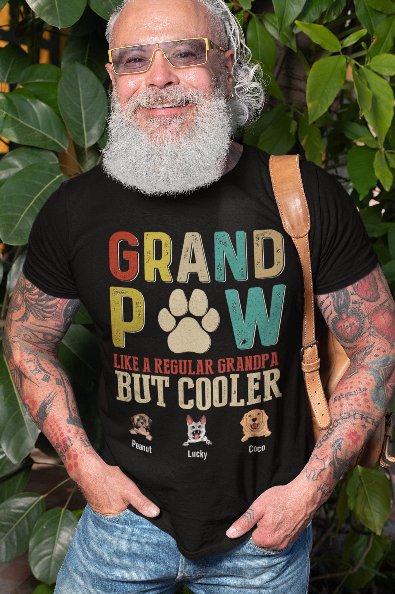 Grandpaw with Dogs- Personalized Unisex T-Shirt