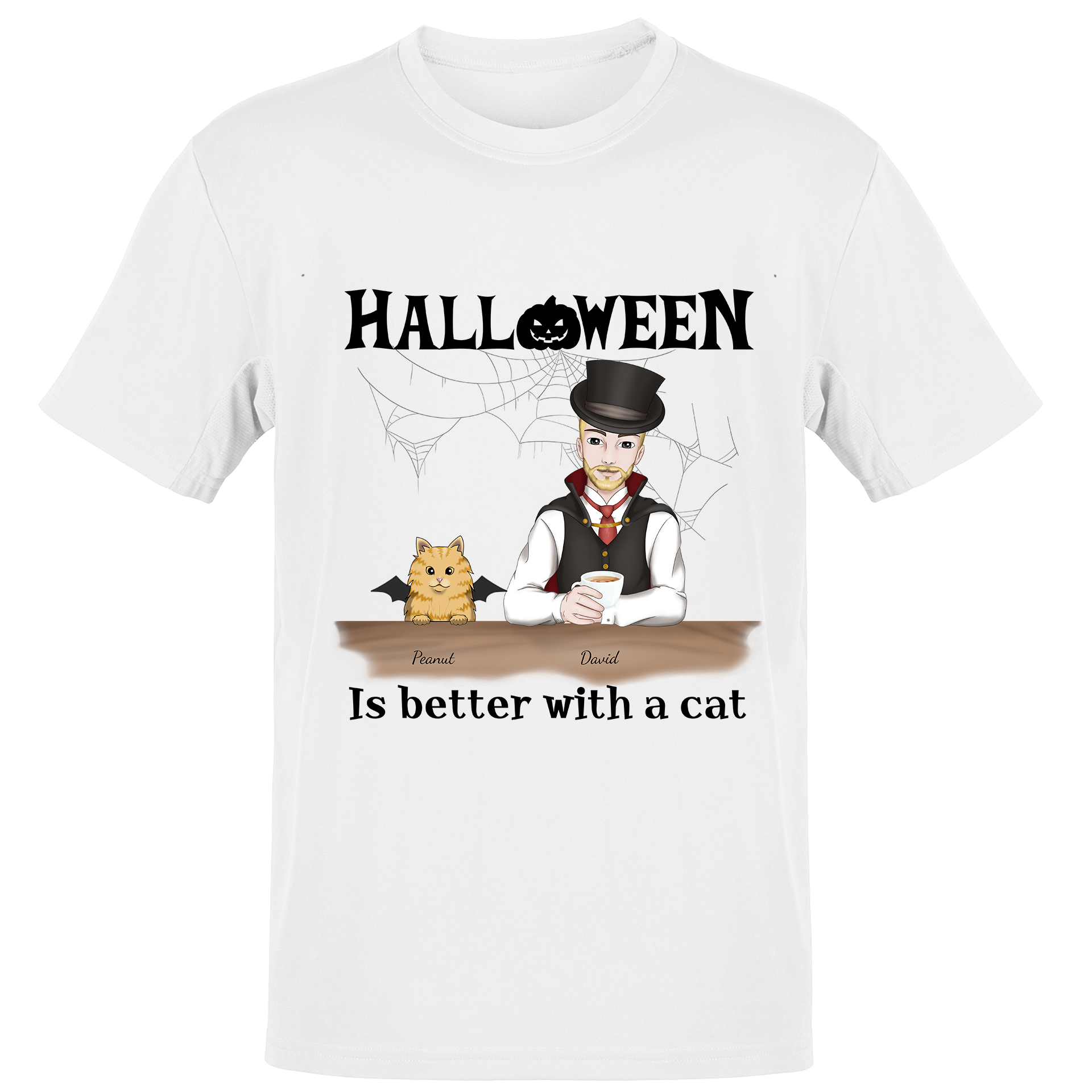 Halloween is better with cats - (Man) Cat Lover - Personalized Unisex T-Shirt